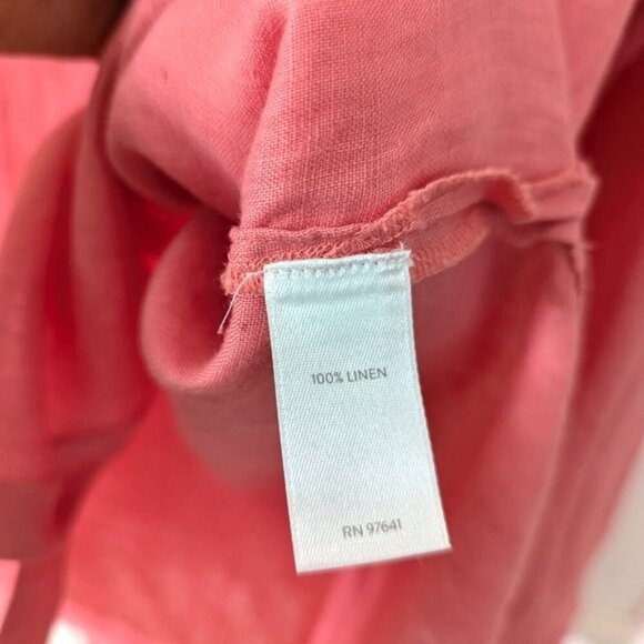 J Jill Love Linen Shirt Women’s Pink Button Up Long Sleeve Coastal Size XLP - Picture 6 of 6
